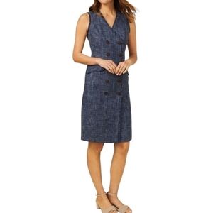 J. McLaughlin, Pia Sleeveless Button-Down Dress, Indigo, Size 0